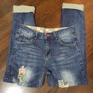 Unique Slim Fit Jeans | Destroyed Graffiti | Colorful | Size 31